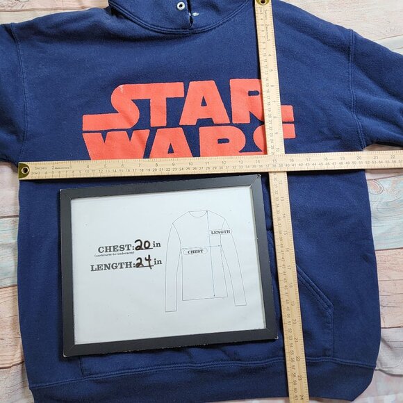 Star Wars Hoodie Medium Navy Fifth Sun Front & Arm Graphics Pullover - Picture 12 of 12
